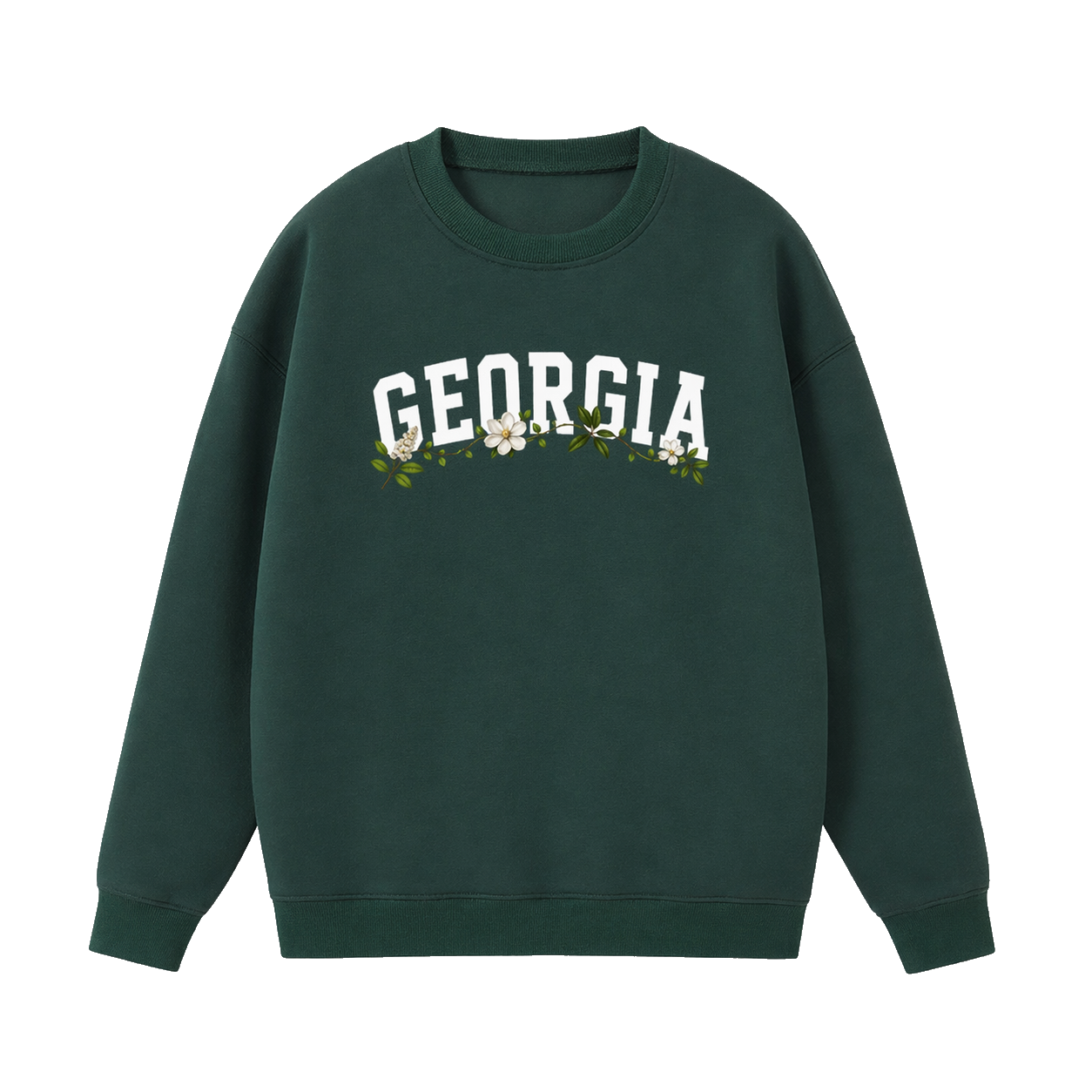 Collection 10 Georgia Essential Heavyweight Crewneck Sweatshirt - Dark Green front