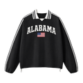 Collection 2 Alabama Contrast Striped Lapel Collar Sweatshirt - Black front