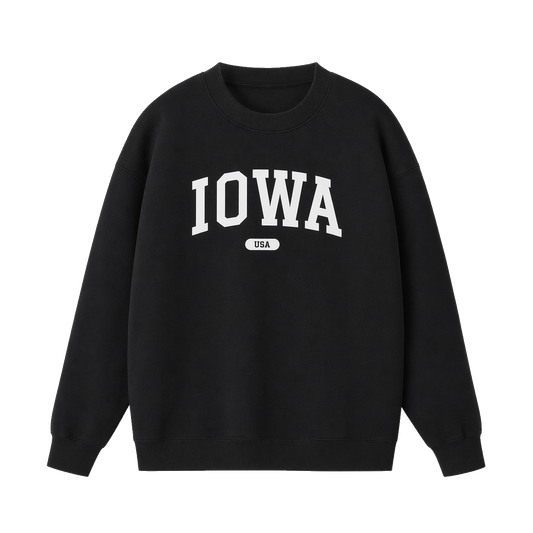 Collection 4 Iowa Essential Heavyweight Crewneck Sweatshirt - Black front