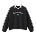 Collection 6 South Dakota Contrast Striped Lapel Collar Sweatshirt - Black front