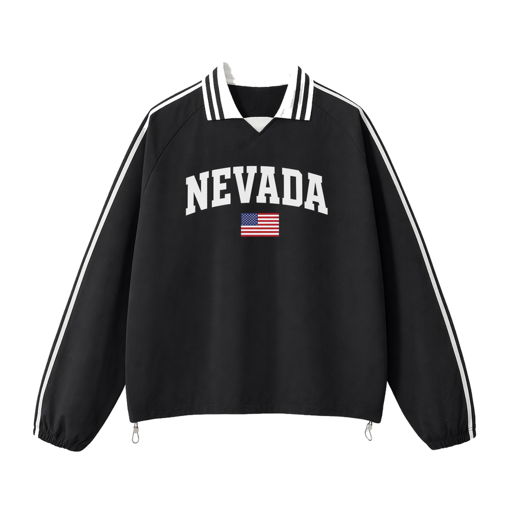Collection 2 Nevada Contrast Striped Lapel Collar Sweatshirt - Black front