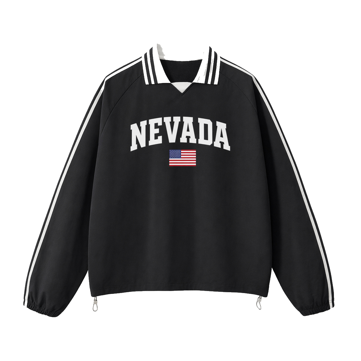 Collection 2 Nevada Contrast Striped Lapel Collar Sweatshirt - Black front