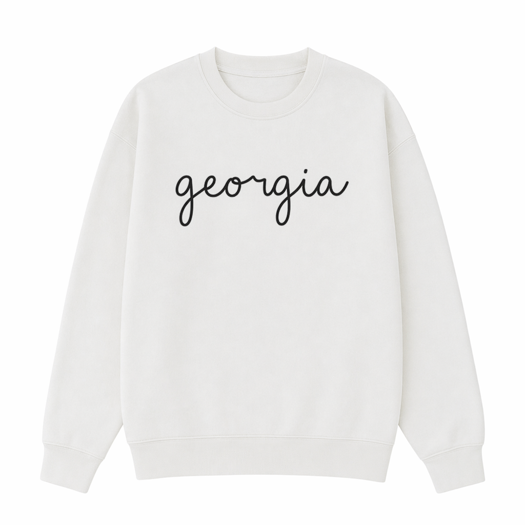Collection 3 Georgia Essential Heavyweight Crewneck Sweatshirt - White front