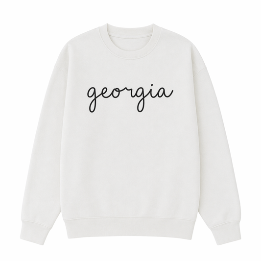 Collection 3 Georgia Essential Heavyweight Crewneck Sweatshirt - White front