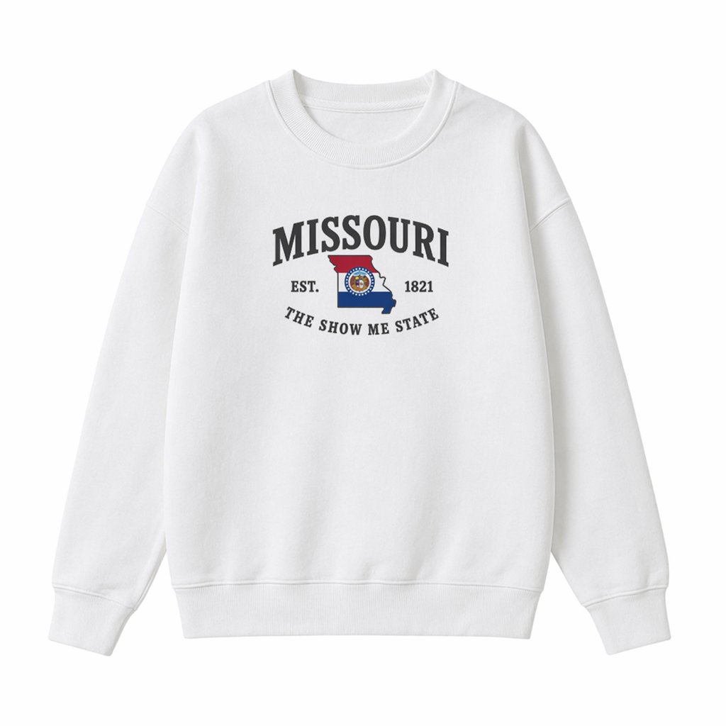 Collection 8 Missouri Essential Heavyweight Crewneck Sweatshirt - White front