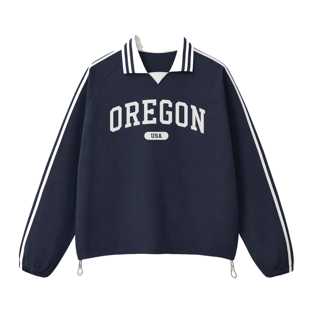 Collection 4 Oregon Contrast Striped Lapel Collar Sweatshirt - Royal Blue front
