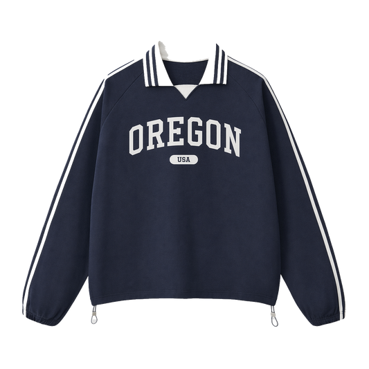Collection 4 Oregon Contrast Striped Lapel Collar Sweatshirt - Royal Blue front