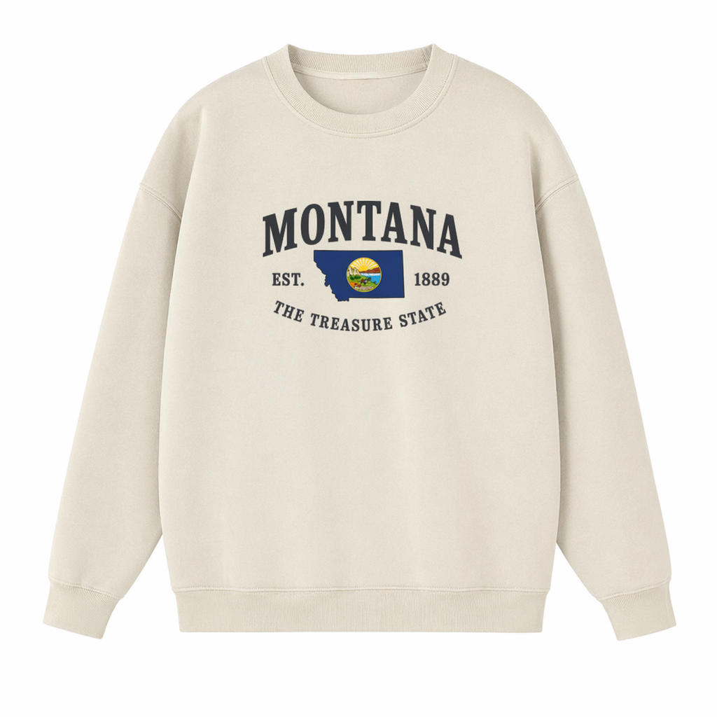 Collection 8 Montana Essential Heavyweight Crewneck Sweatshirt - Cream front