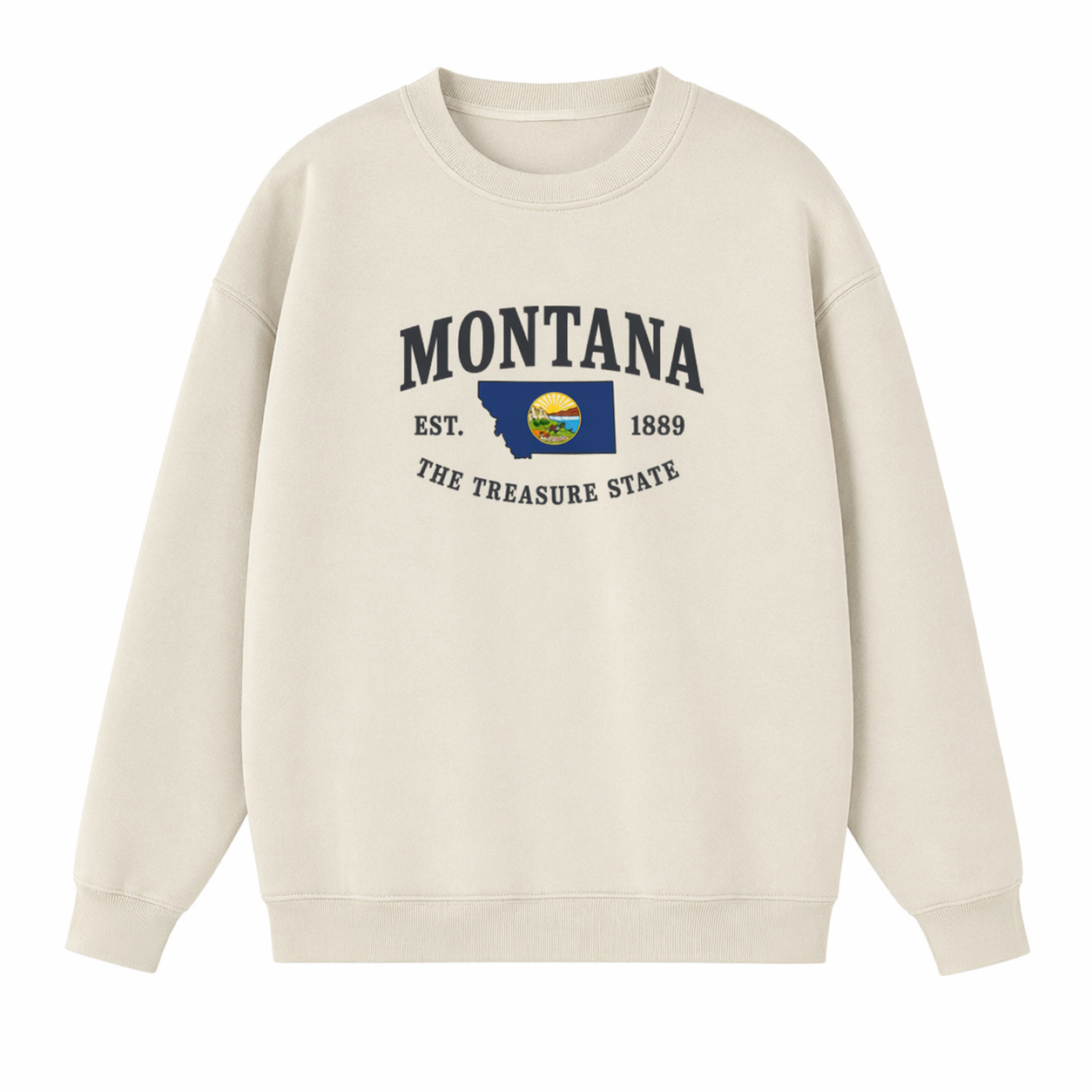 Collection 8 Montana Essential Heavyweight Crewneck Sweatshirt - Cream front
