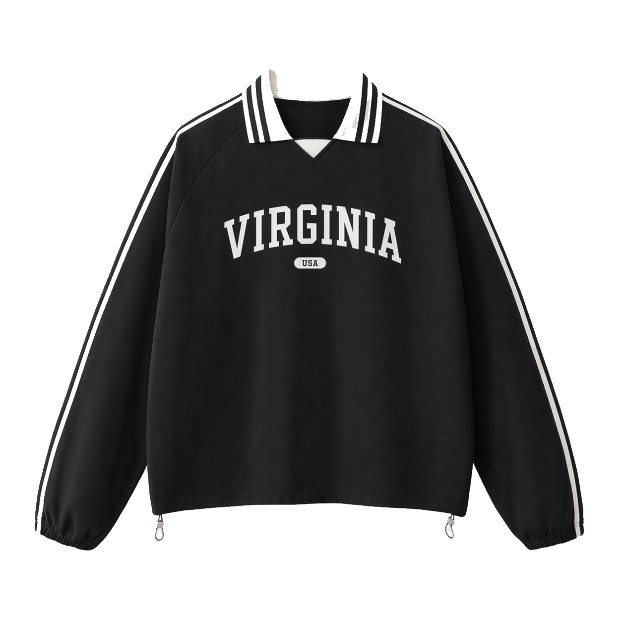 Collection 4 Virginia Contrast Striped Lapel Collar Sweatshirt - Black front