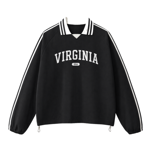 Collection 4 Virginia Contrast Striped Lapel Collar Sweatshirt - Black front