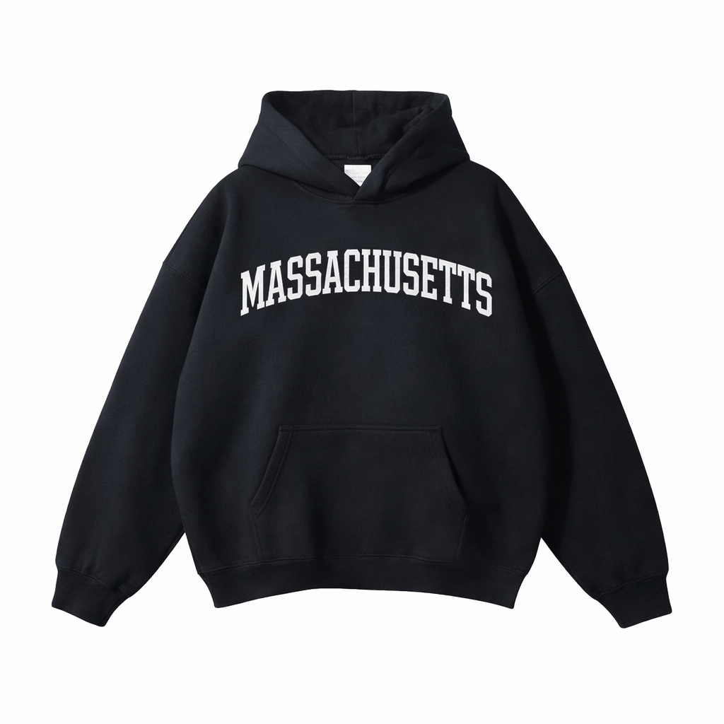 Collection 1 Massachusetts Oversize Fleeced Hoodie - Black front