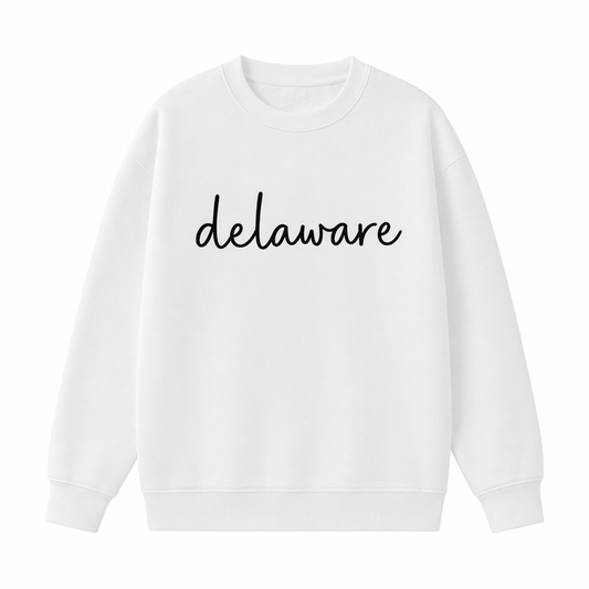Collection 3 Delaware Essential Heavyweight Crewneck Sweatshirt - White front