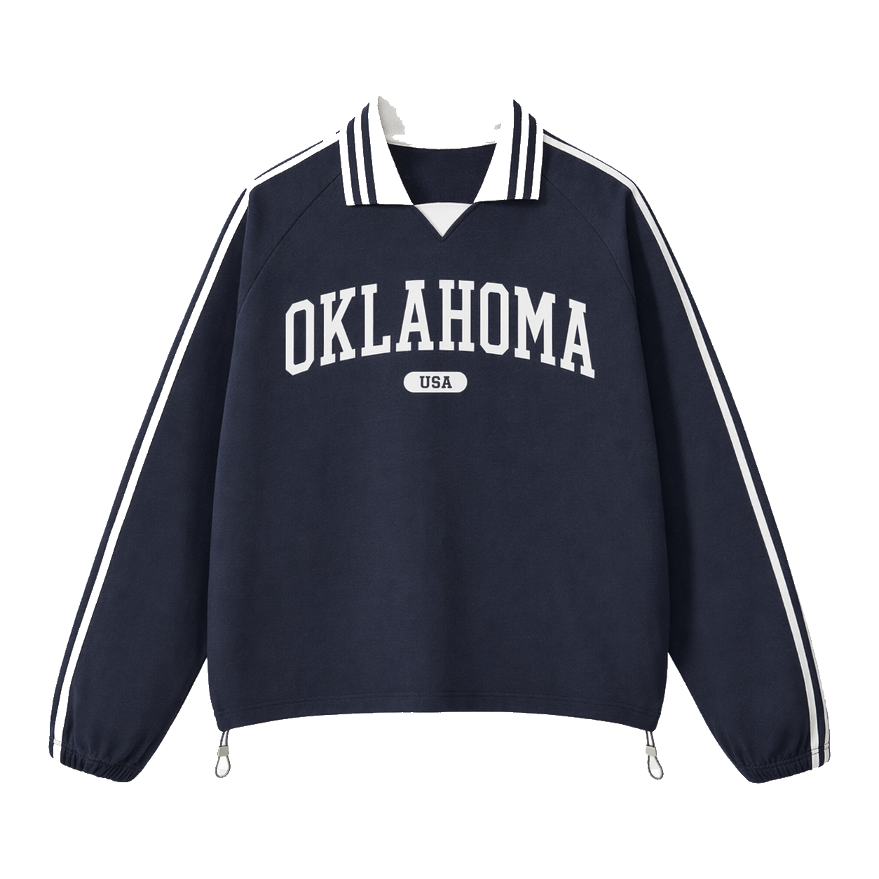 Collection 4 Oklahoma Contrast Striped Lapel Collar Sweatshirt - Royal Blue front