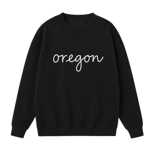Collection 3 Oregon Essential Heavyweight Crewneck Sweatshirt - Black front