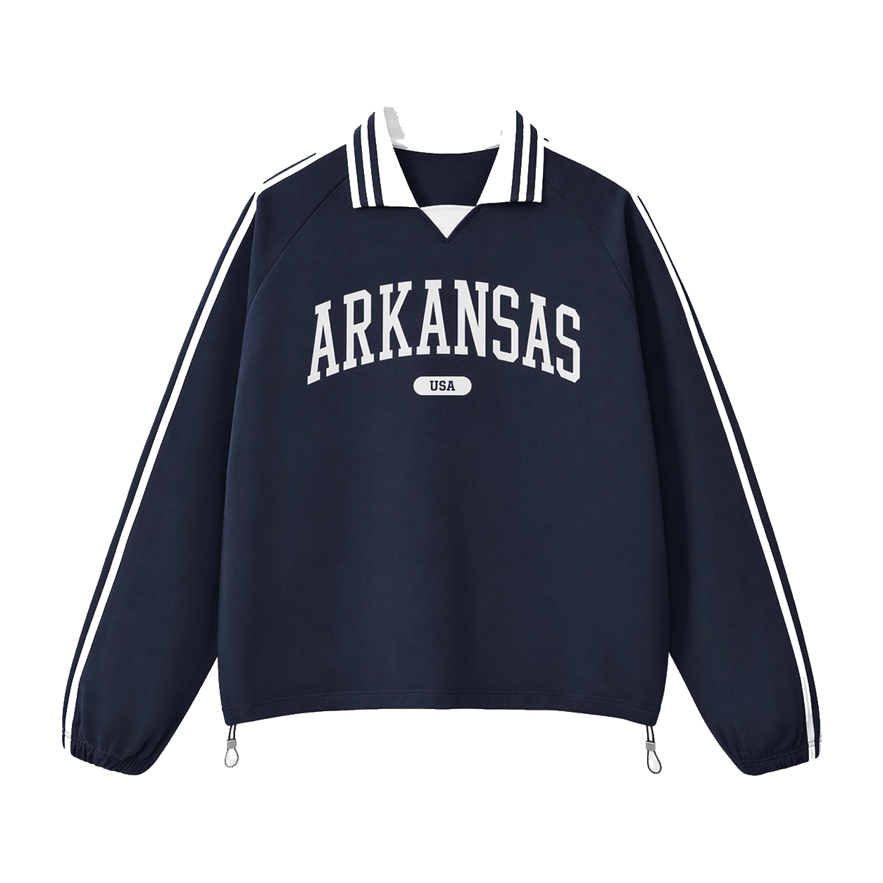 Collection 4 Arkansas Contrast Striped Lapel Collar Sweatshirt - Royal Blue front