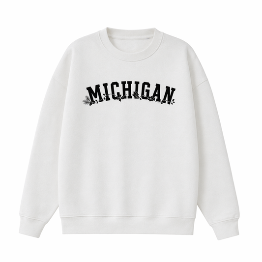 Collection 10 Michigan Essential Heavyweight Crewneck Sweatshirt - White front