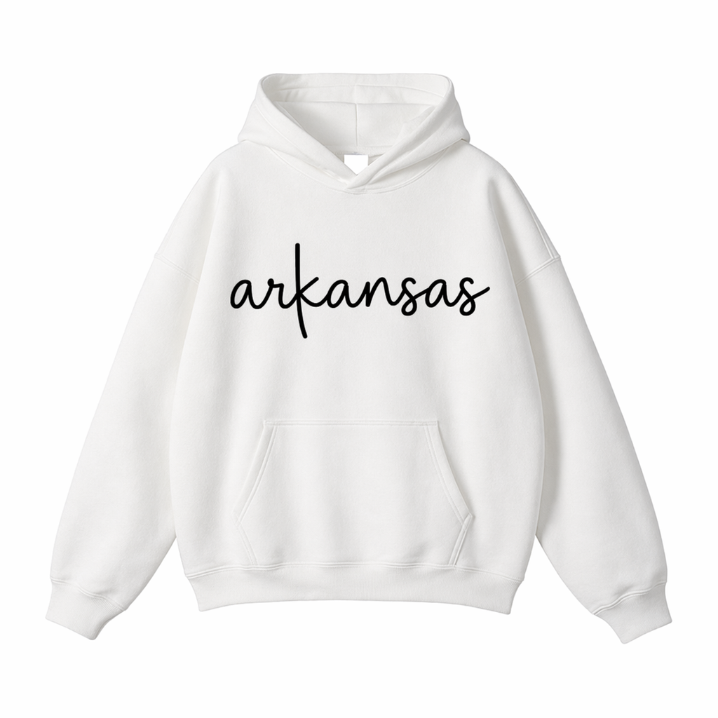 Collection 3 Arkansas Oversize Fleeced Hoodie - White front