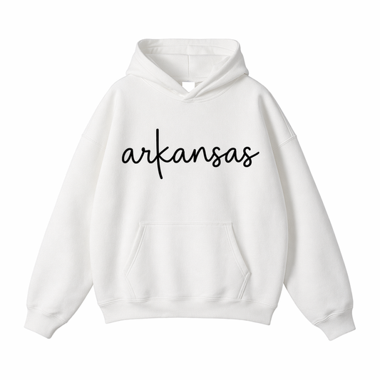 Collection 3 Arkansas Oversize Fleeced Hoodie - White front