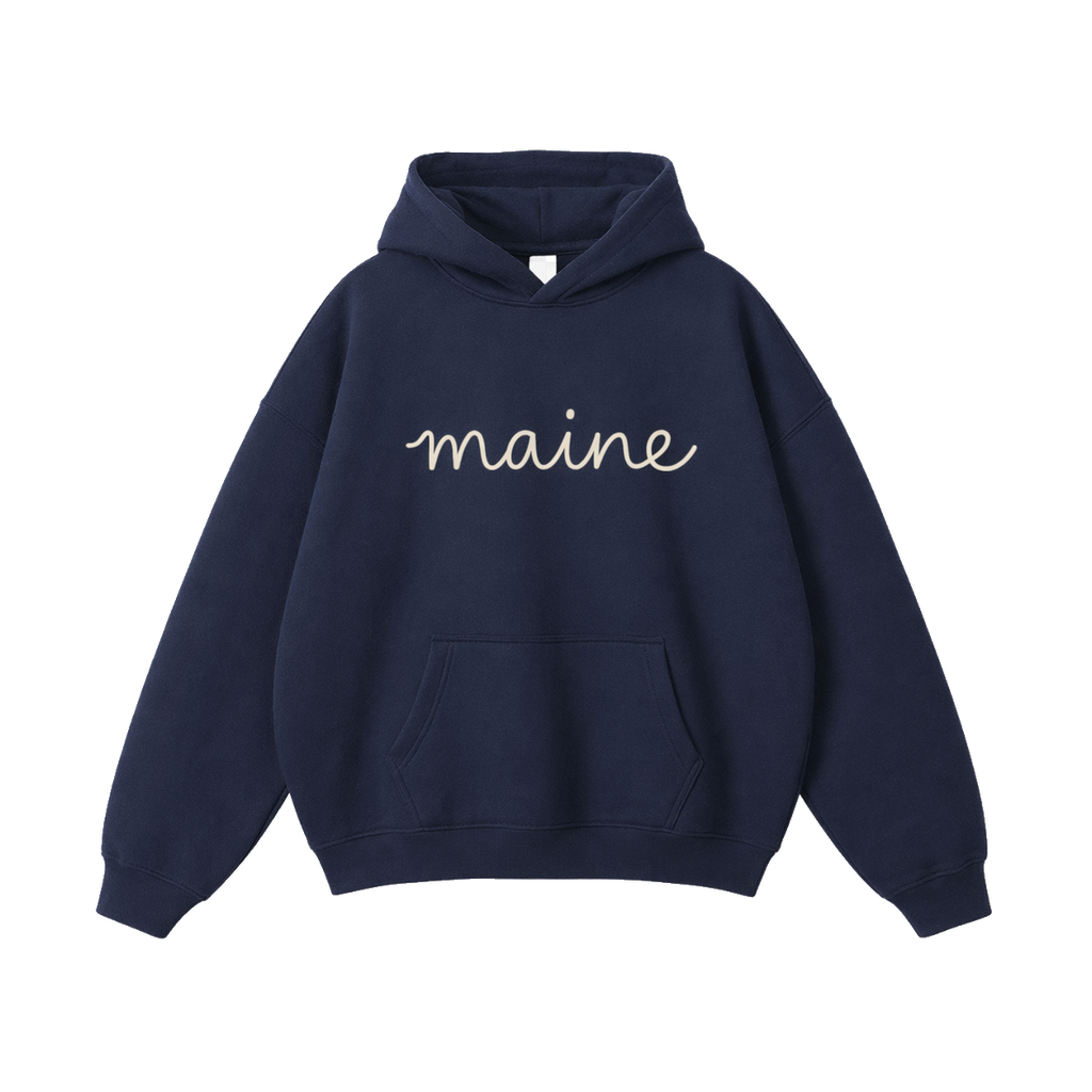 Collection 3 Maine Oversize Fleeced Hoodie - Navy Blue front