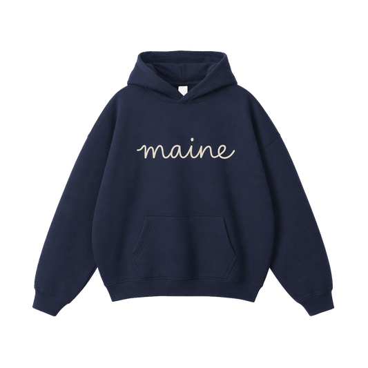 Collection 3 Maine Oversize Fleeced Hoodie - Navy Blue front