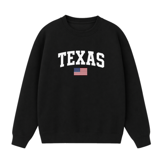 Collection 2 Texas Essential Heavyweight Crewneck Sweatshirt - Black front