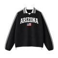 Collection 2 Arizona Contrast Striped Lapel Collar Sweatshirt - Black front