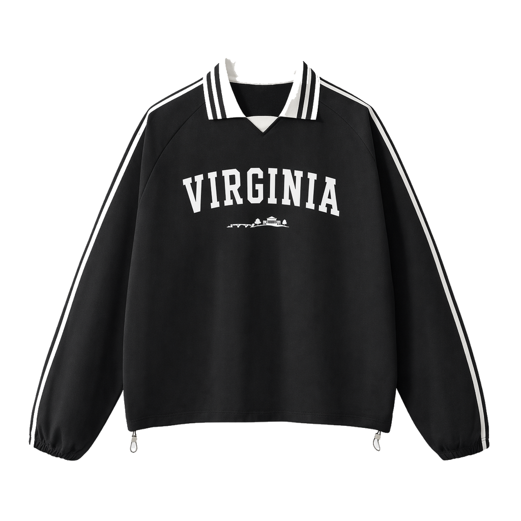 Collection 9 Virginia Contrast Striped Lapel Collar Sweatshirt - Black front