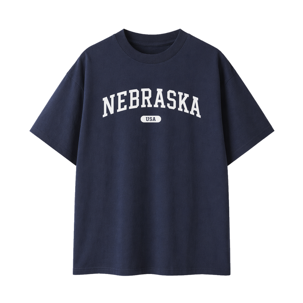 Collection 4 Nebraska Essential Cotton T-Shirt - Navy Blue front