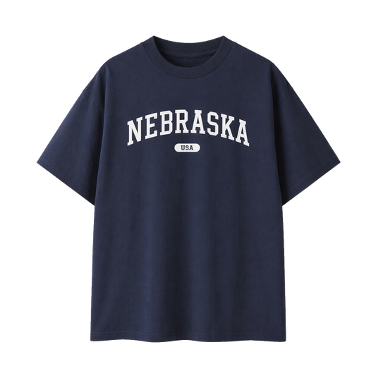 Collection 4 Nebraska Essential Cotton T-Shirt - Navy Blue front