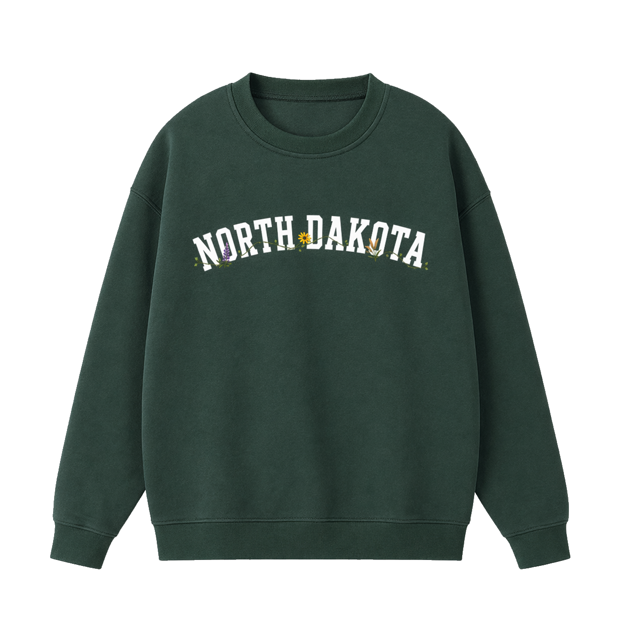 Collection 10 North Dakota Essential Heavyweight Crewneck Sweatshirt - Dark Green front