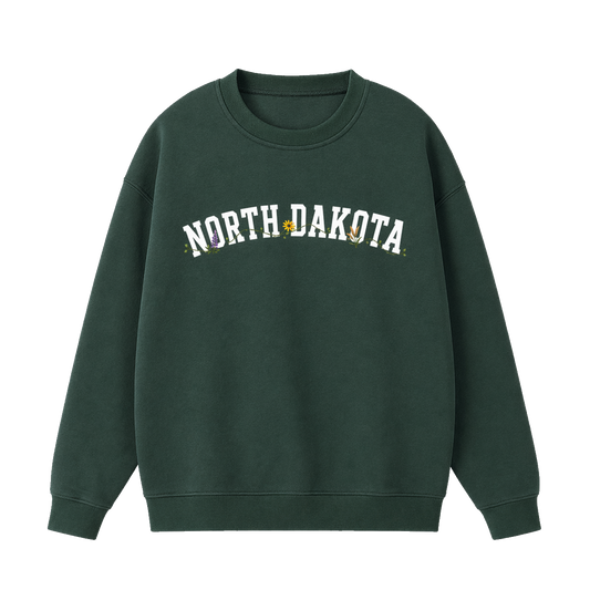 Collection 10 North Dakota Essential Heavyweight Crewneck Sweatshirt - Dark Green front