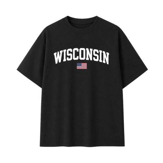 Collection 2 Wisconsin Essential Cotton T-Shirt - Black front