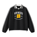 Collection 8 New Mexico Contrast Striped Lapel Collar Sweatshirt - Black front