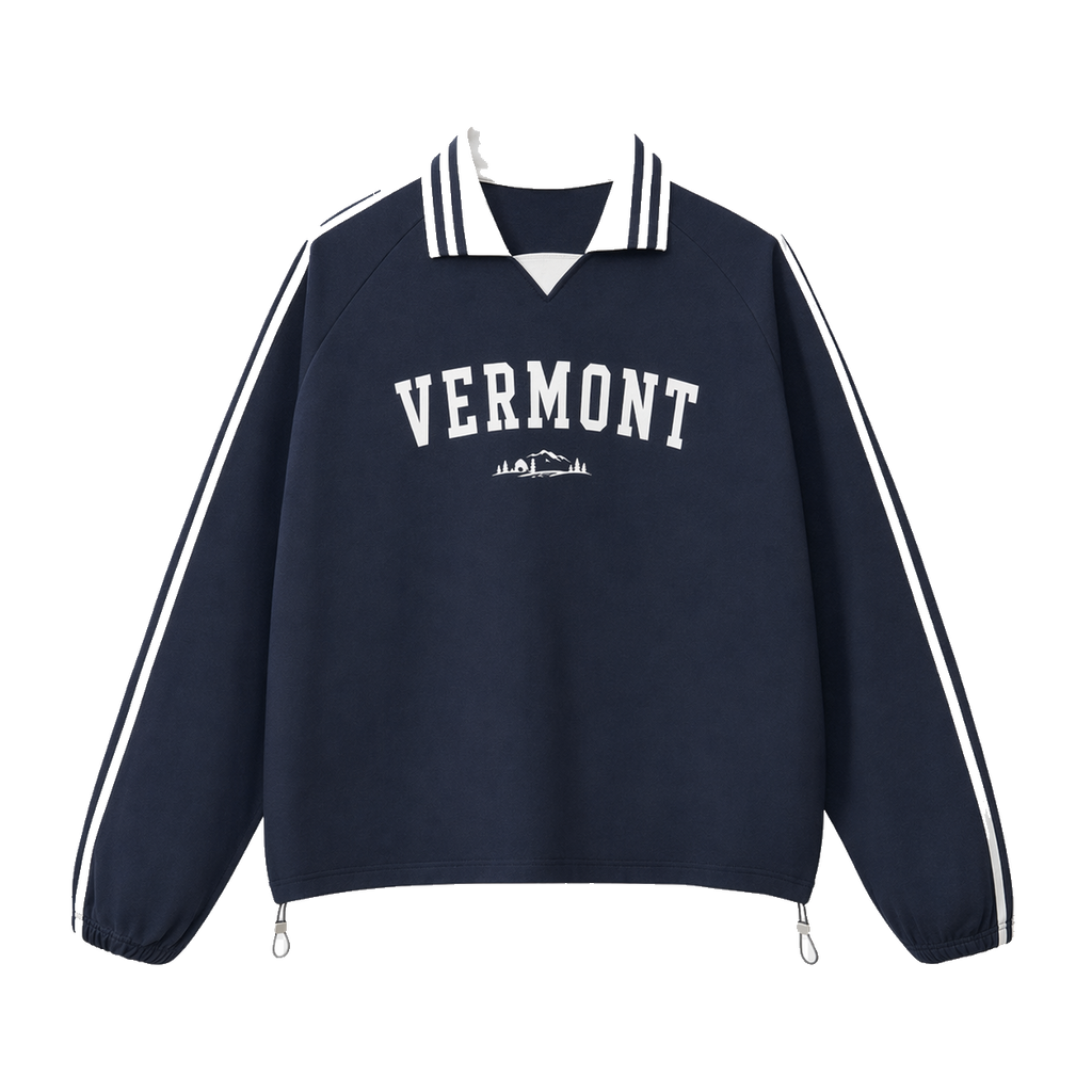Collection 9 Vermont Contrast Striped Lapel Collar Sweatshirt - Royal Blue front