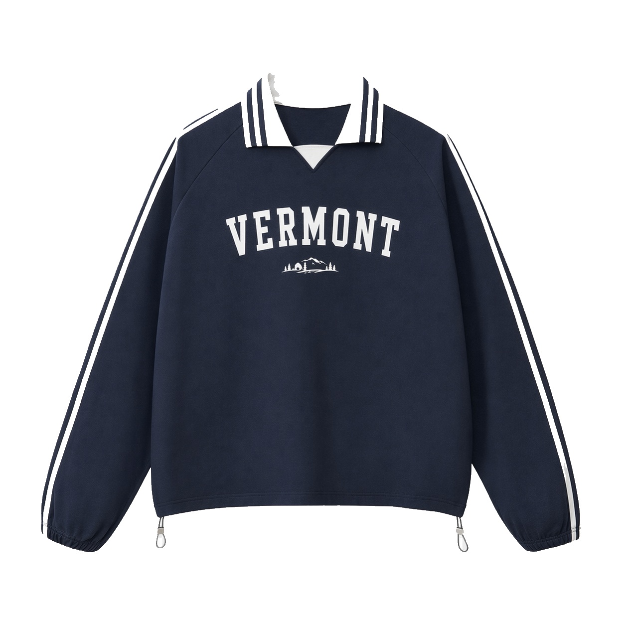 Collection 9 Vermont Contrast Striped Lapel Collar Sweatshirt - Royal Blue front