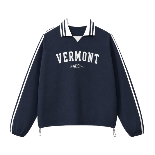 Collection 9 Vermont Contrast Striped Lapel Collar Sweatshirt - Royal Blue front
