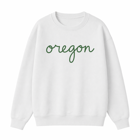 Collection 3 Oregon Essential Heavyweight Crewneck Sweatshirt - White front
