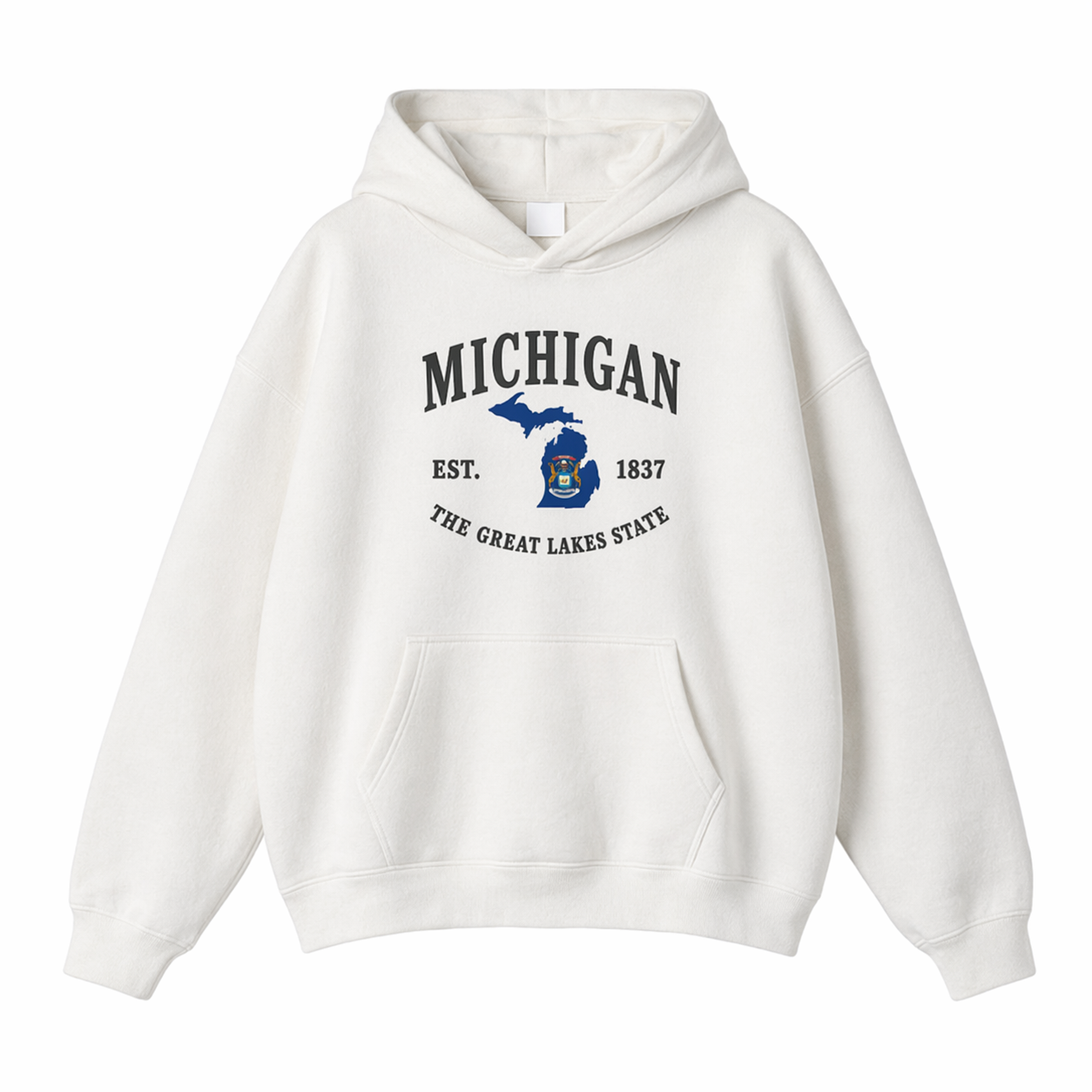 Collection 8 Michigan Oversize Fleeced Hoodie - White front