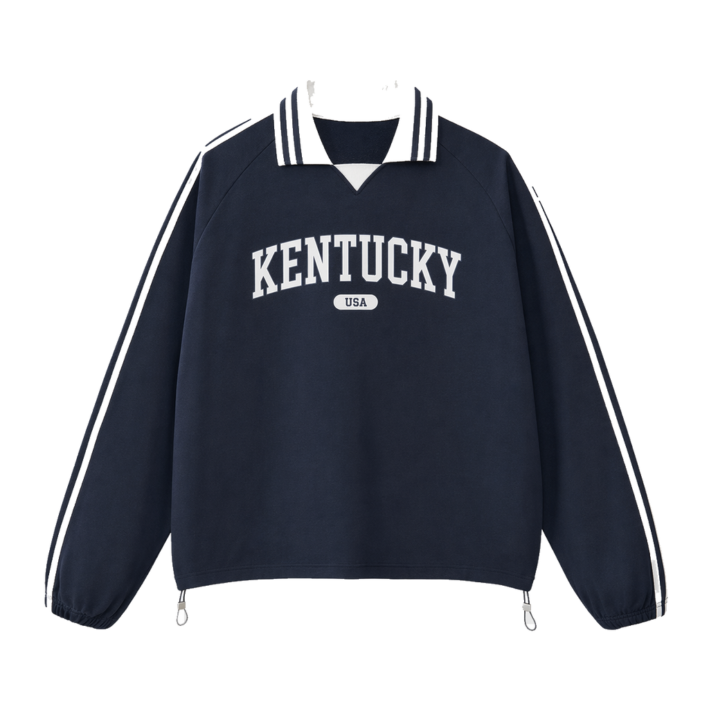 Collection 4 Kentucky Contrast Striped Lapel Collar Sweatshirt - Royal Blue front