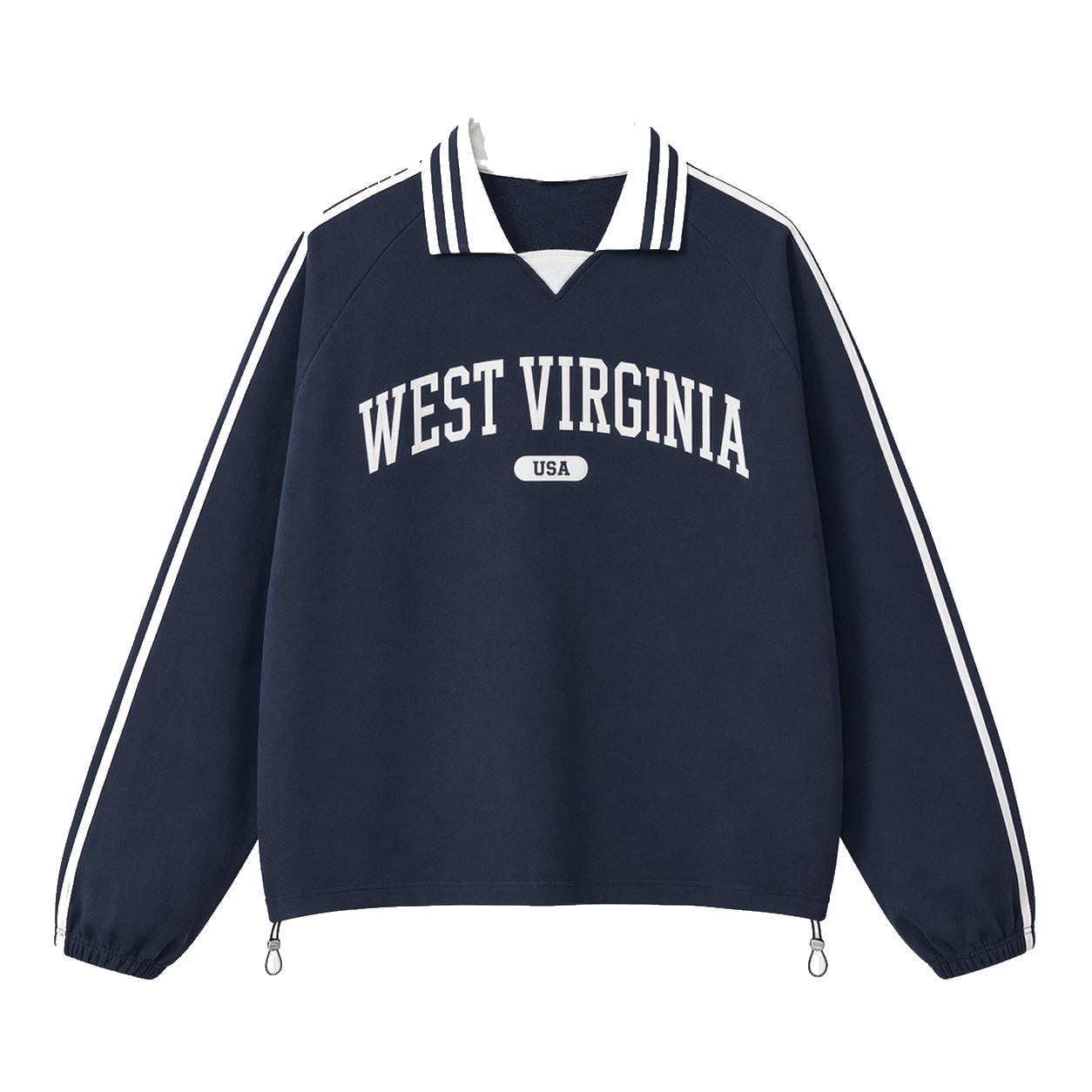 Collection 4 West Virginia Contrast Striped Lapel Collar Sweatshirt - Royal Blue front