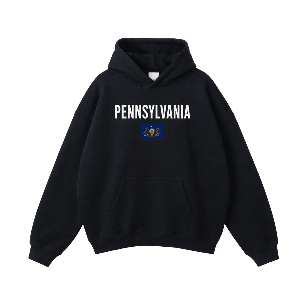 Collection 7 Pennsylvania Oversize Fleeced Hoodie - Black front