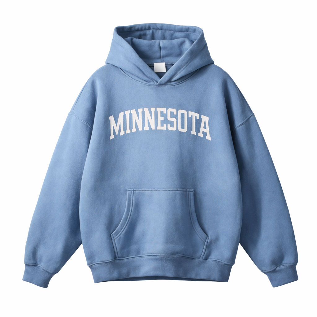 Collection 1 Minnesota Oversize Fleeced Hoodie - Medium Blue front