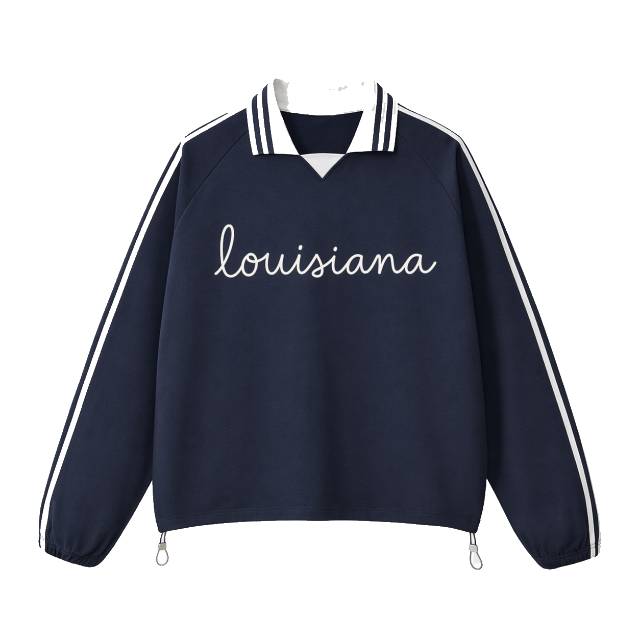 Collection 3 Louisiana Contrast Striped Lapel Collar Sweatshirt - Royal Blue front
