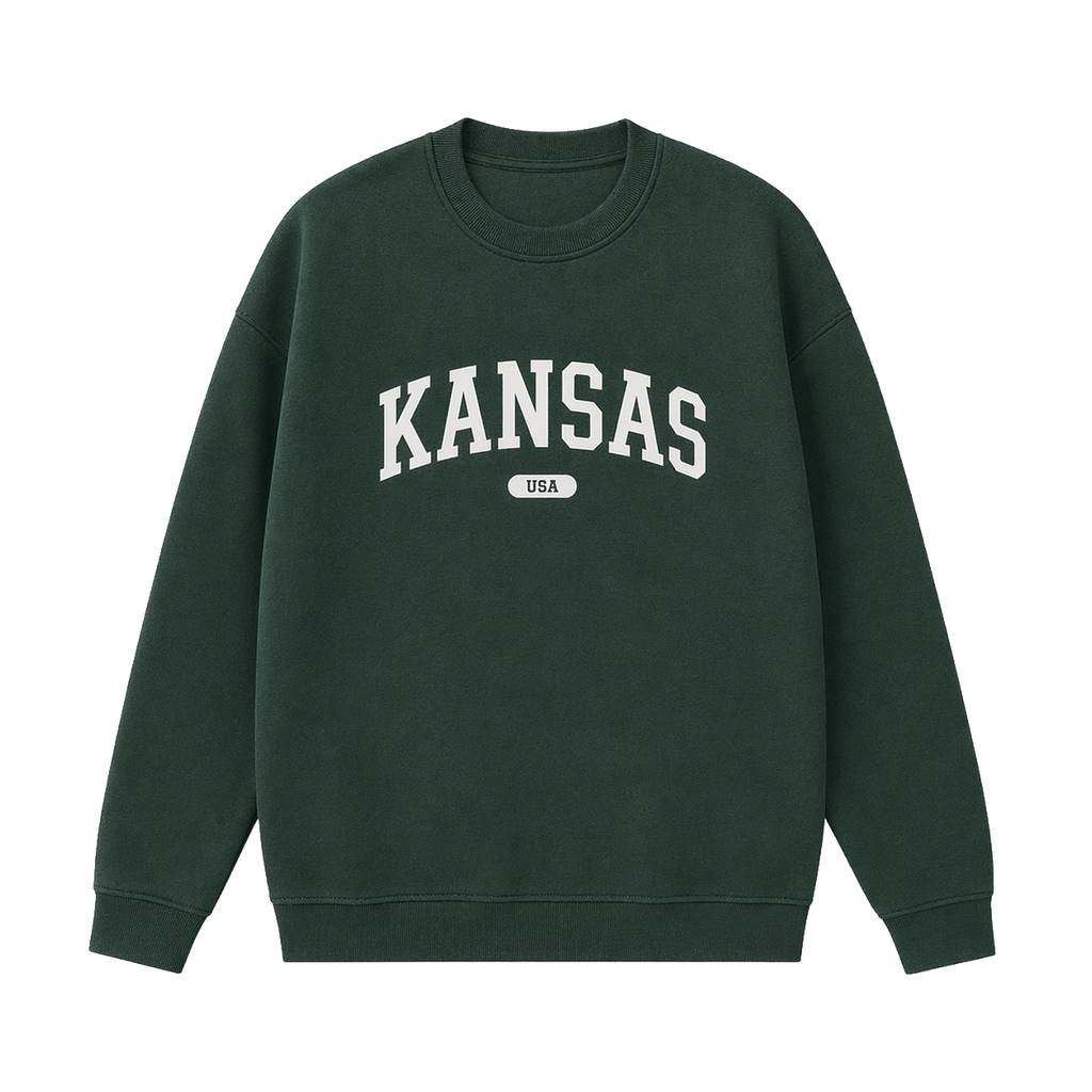 Collection 4 Kansas Essential Heavyweight Crewneck Sweatshirt - Dark Green front
