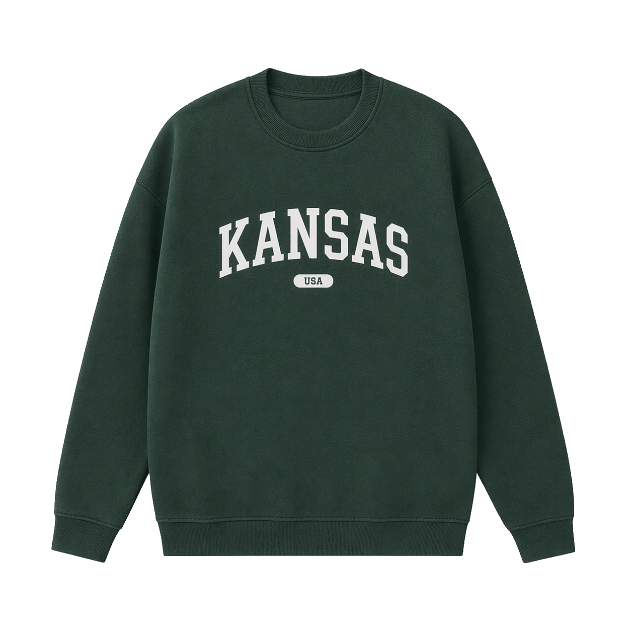 Collection 4 Kansas Essential Heavyweight Crewneck Sweatshirt - Dark Green front
