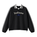 Collection 6 Indiana Contrast Striped Lapel Collar Sweatshirt - Black front