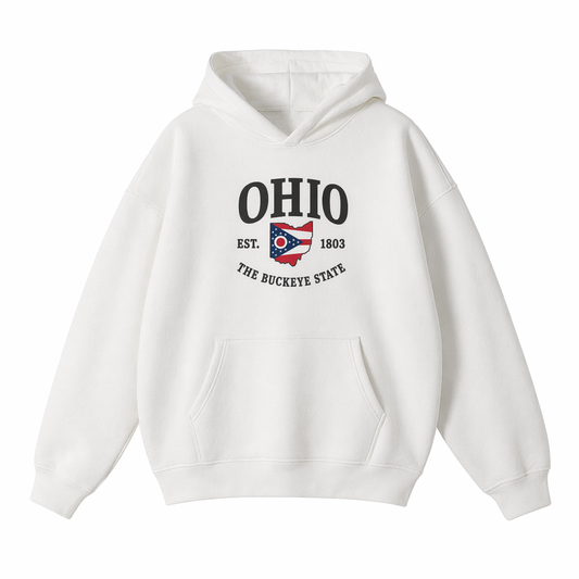 Collection 8 Ohio Oversize Fleeced Hoodie - White front