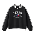 Collection 8 Texas Contrast Striped Lapel Collar Sweatshirt - Black front