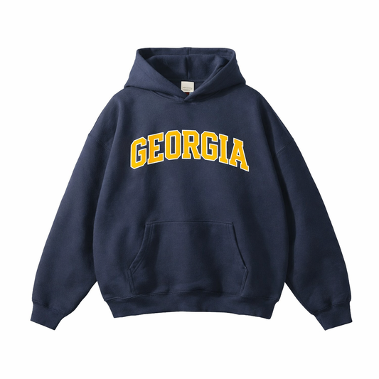 Collection 1 Georgia Oversize Fleeced Hoodie - Navy Blue front